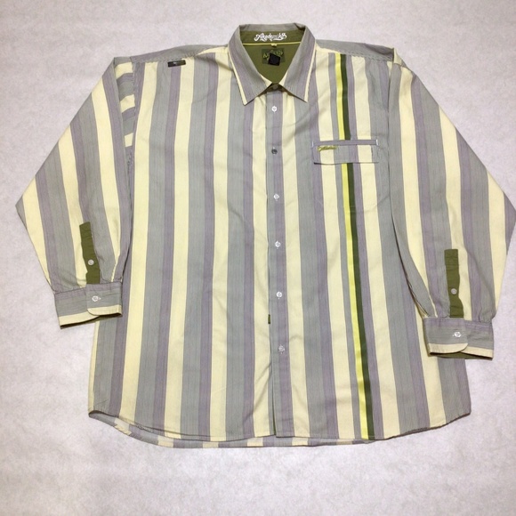 Akademiks Stripe Long Sleeve Button Down Shirt, Size 3XL - Picture 3 of 10